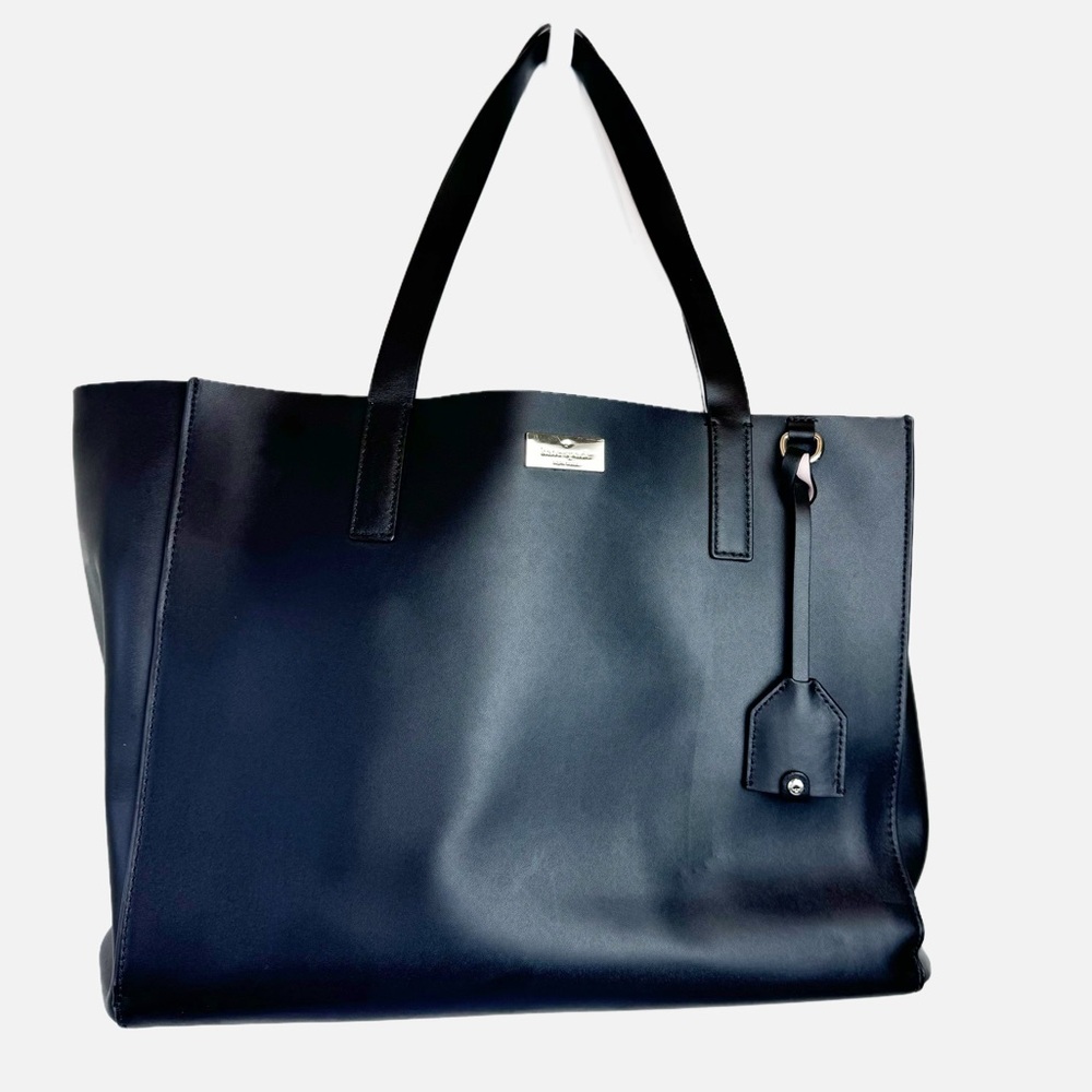 Kate Spade Black Pale Pink Leather Large Work Tote Bag 12x14